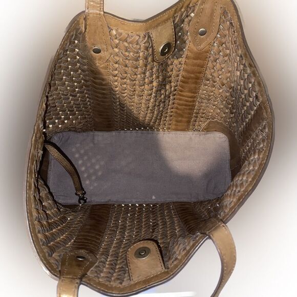 Frye Melissa Woven Shopper Tote Dark Brown Leather NO WALLET - Picture 7 of 10